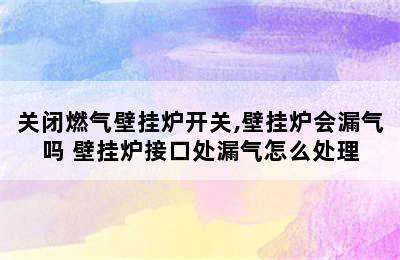 关闭燃气壁挂炉开关,壁挂炉会漏气吗 壁挂炉接口处漏气怎么处理